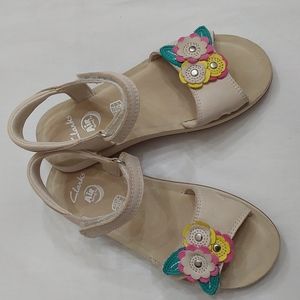 Clark's Air Spring FX Girls Cream Leather Sandals